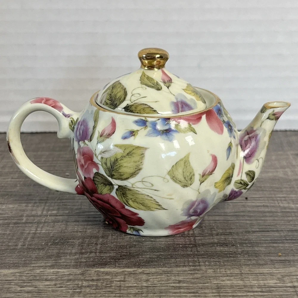 A Special Place Vintage‎ 2003 Mini Floral Tea Pot Rose Boho Cottage Decor Piece